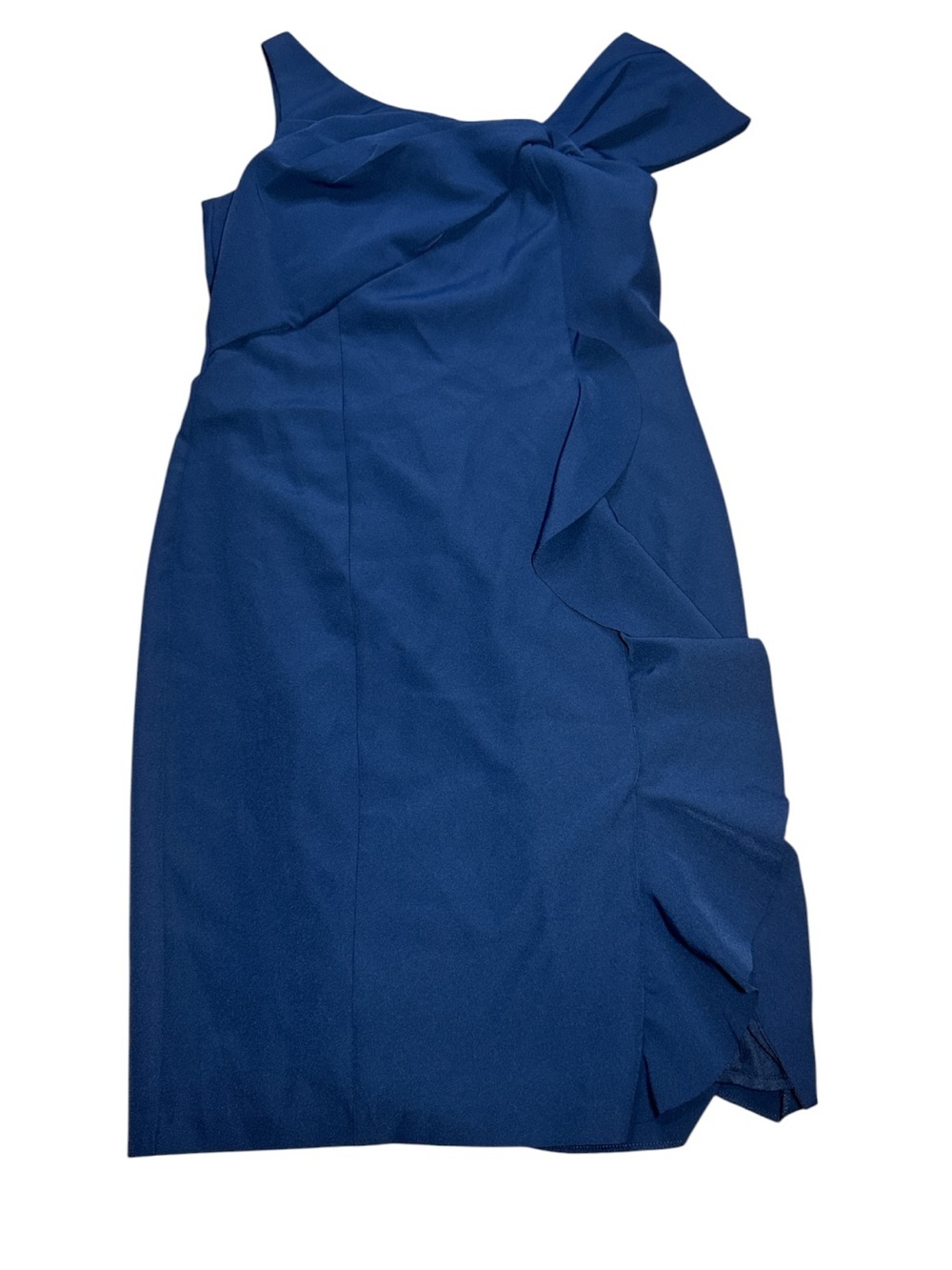 Marina Navy One-Shoulder Ruffle Cocktail Dress Size 8 - Picture 2 of 7
